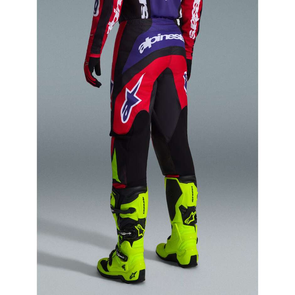 Pantaloni Moto Cross Enduro Alpinestars FLUID GRID Rosso Nero Viola