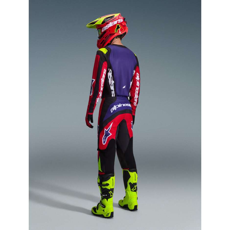 Pantaloni Moto Cross Enduro Alpinestars FLUID GRID Rosso Nero Viola