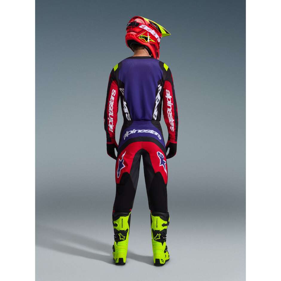 Pantaloni Moto Cross Enduro Alpinestars FLUID GRID Rosso Nero Viola