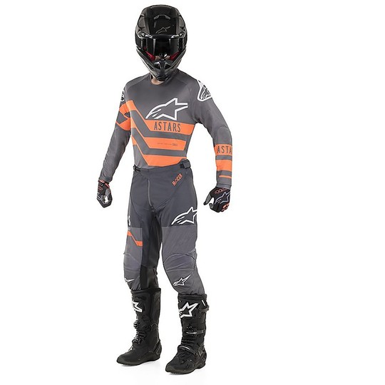 Pantaloni Moto Cross Enduro Alpinestars RACE FLAGSHIP Mid Gray Antracite Arancio Fluo