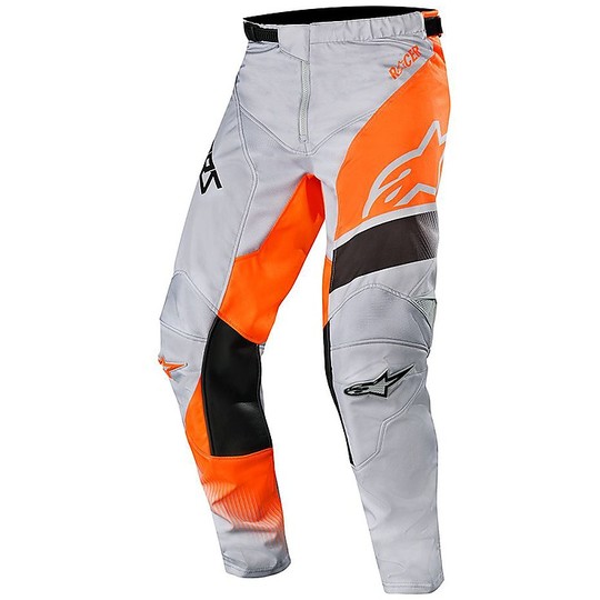 Pantaloni Moto Cross Enduro Alpinestars RACE SUPERMATIC Pants Light Gray Arancio Fluo Nero