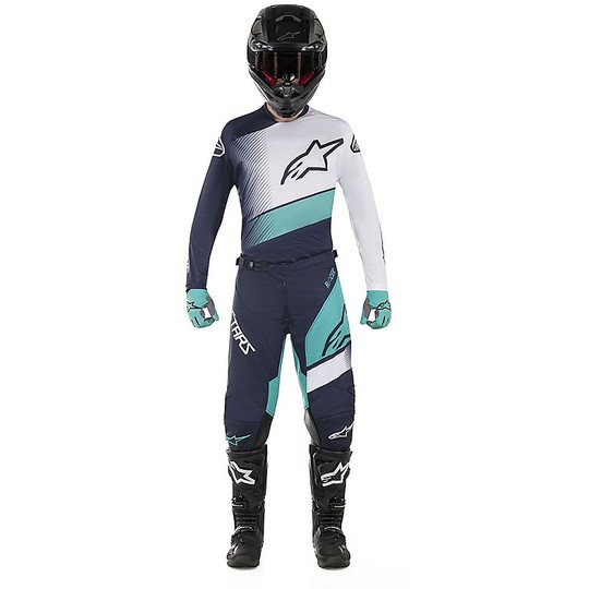 Pantaloni Moto Cross Enduro Alpinestars RACE SUPERMATIC Pants RDark Navy Teal Bianco