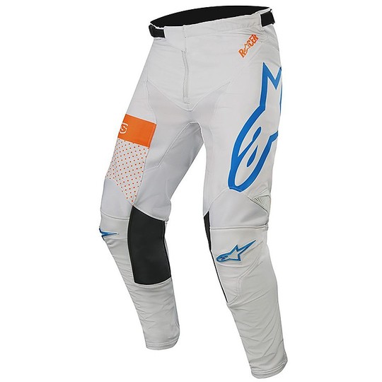 Pantaloni Moto Cross Enduro Alpinestars RACE TECH ATOMIC Cool Gray Blu Arancio Fluo