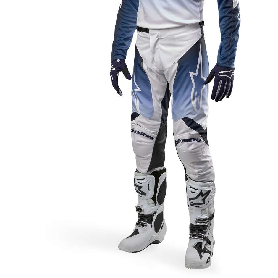 Pantaloni Moto Cross Enduro Alpinestars RACER HOEN Bianco Scuro Azzurro