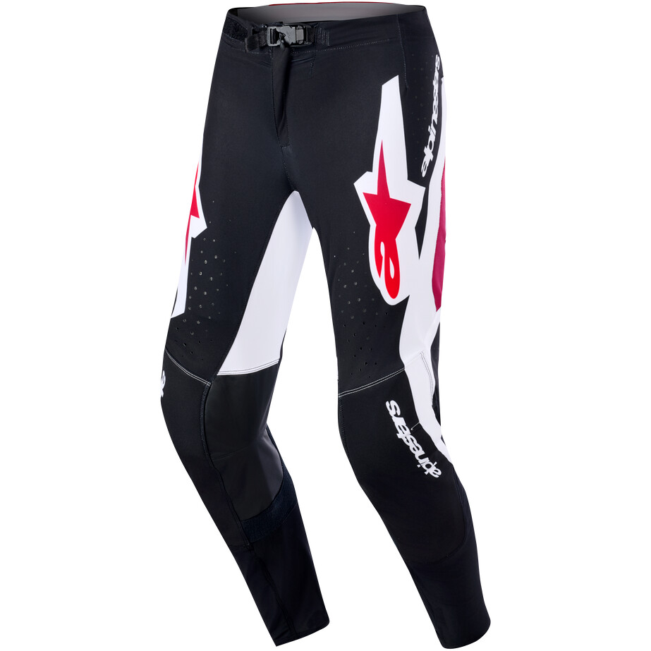 Pantaloni Moto Cross Enduro Alpinestars SUPERTECH AFD PRO VISTA Nero Rosso Bianco