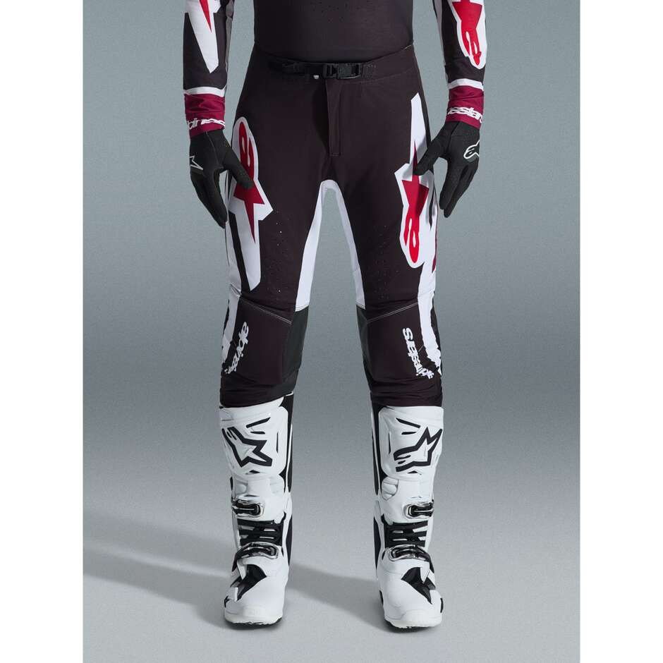 Pantaloni Moto Cross Enduro Alpinestars SUPERTECH AFD PRO VISTA Nero Rosso Bianco
