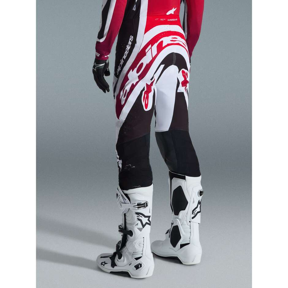 Pantaloni Moto Cross Enduro Alpinestars SUPERTECH AFD PRO VISTA Nero Rosso Bianco