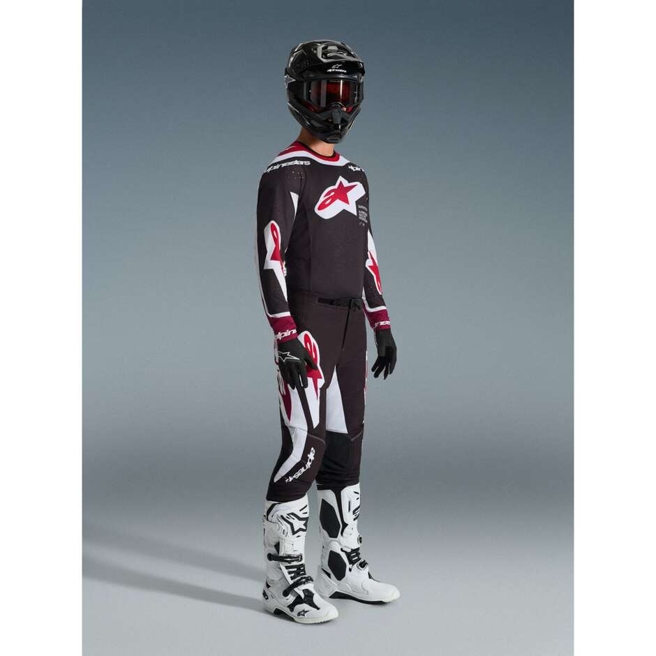 Pantaloni Moto Cross Enduro Alpinestars SUPERTECH AFD PRO VISTA Nero Rosso Bianco