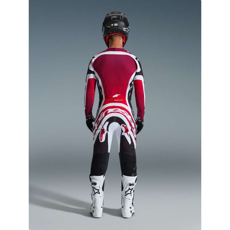 Pantaloni Moto Cross Enduro Alpinestars SUPERTECH AFD PRO VISTA Nero Rosso Bianco
