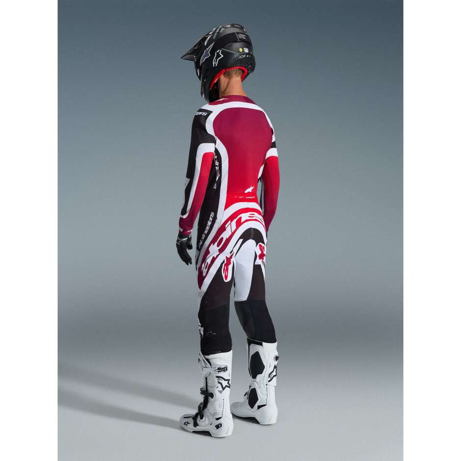 Pantaloni Moto Cross Enduro Alpinestars SUPERTECH AFD PRO VISTA Nero Rosso Bianco