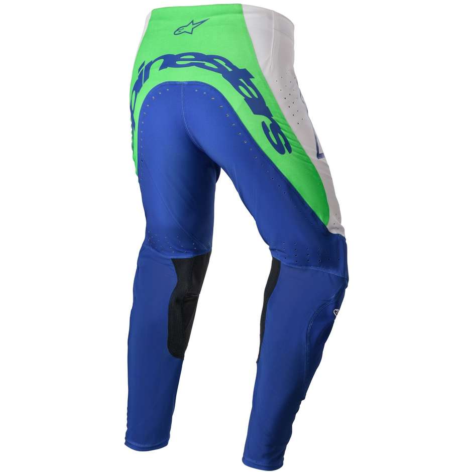 Pantaloni Moto Cross Enduro Alpinestars SUPERTECH RISEN Fluo Verde Blu Bianco 