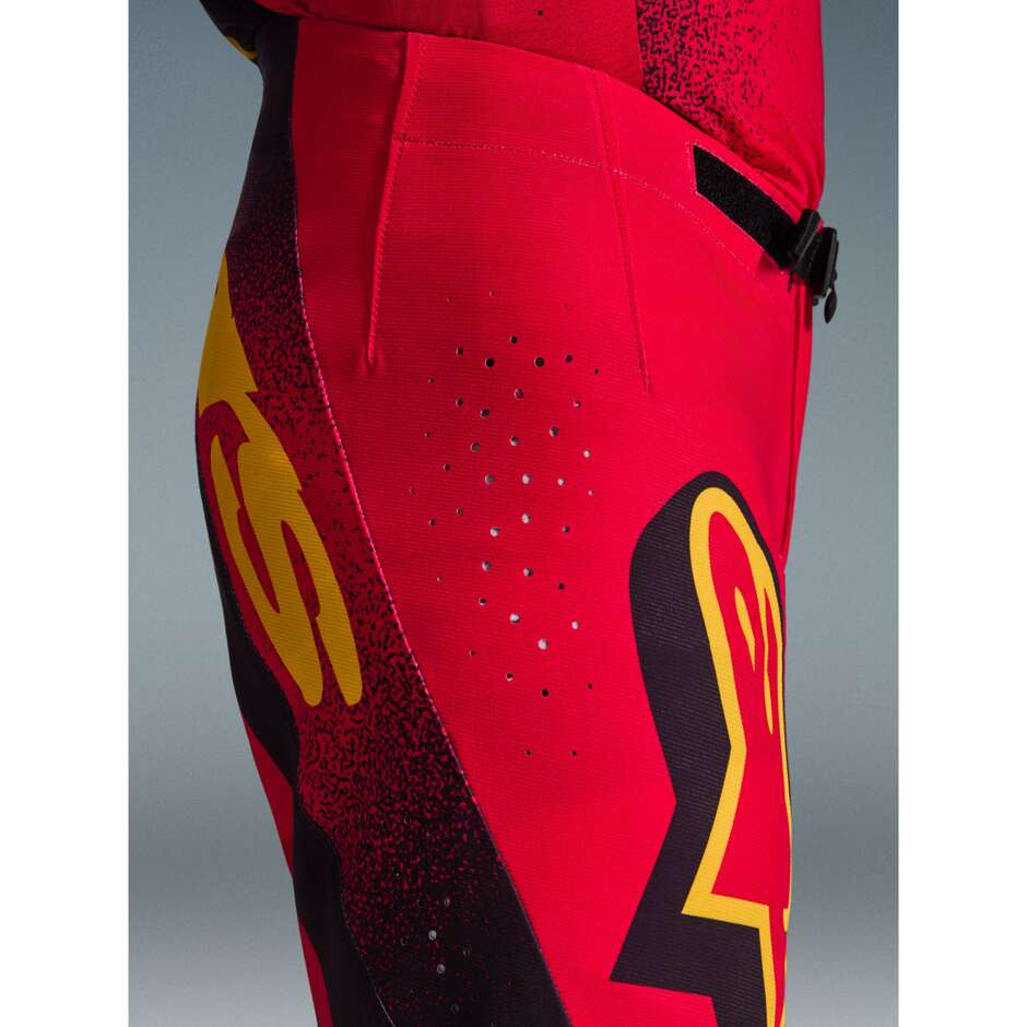 Pantaloni Moto Cross Enduro Alpinestars SUPERTECH SCENZ Rosso Nero Giallo