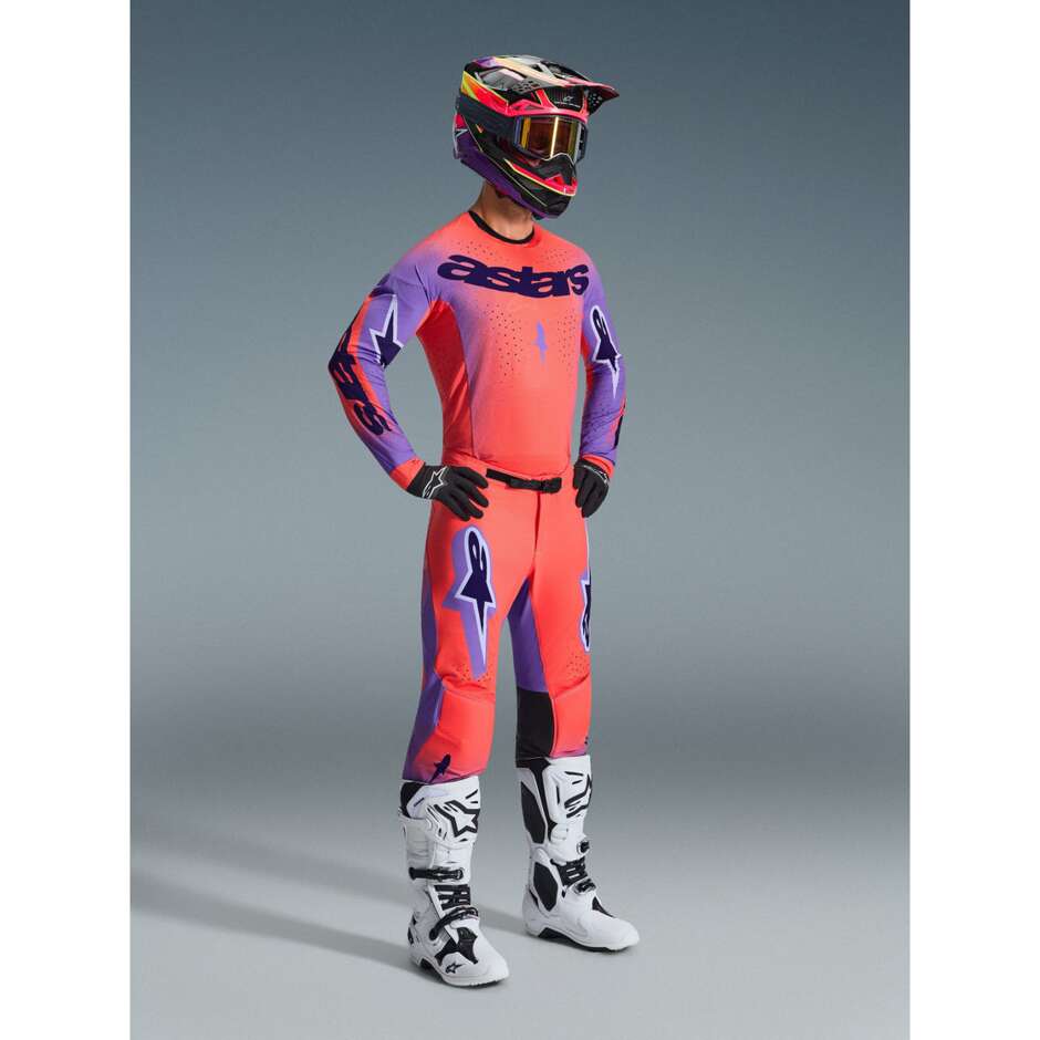 Pantaloni Moto Cross Enduro Alpinestars SUPERTECH SCENZ Viola Corallo