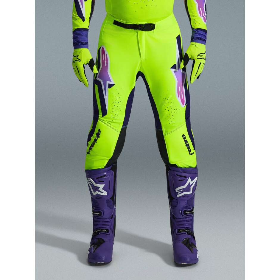 Pantaloni Moto Cross Enduro Alpinestars SUPERTECH VISTA Giallo Viola Nero