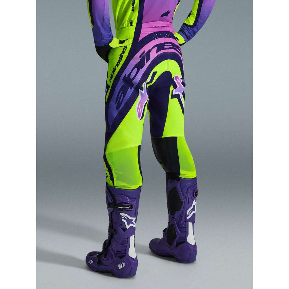 Pantaloni Moto Cross Enduro Alpinestars SUPERTECH VISTA Giallo Viola Nero
