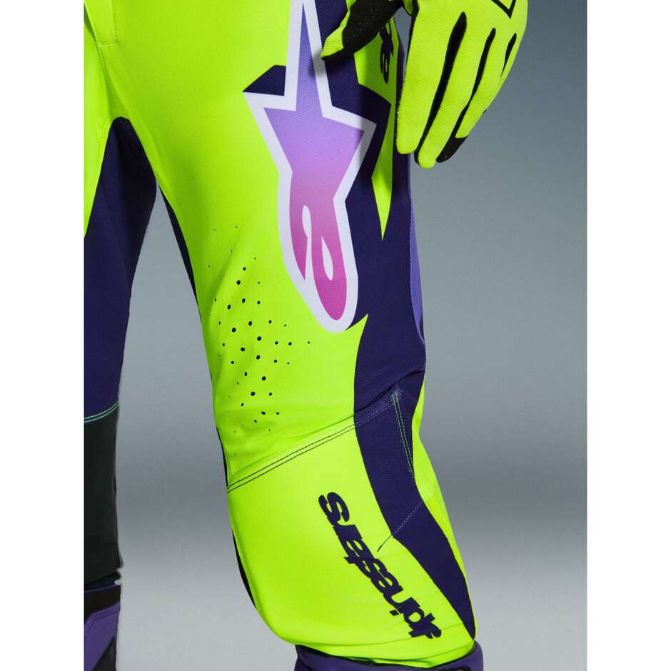 Pantaloni Moto Cross Enduro Alpinestars SUPERTECH VISTA Giallo Viola Nero