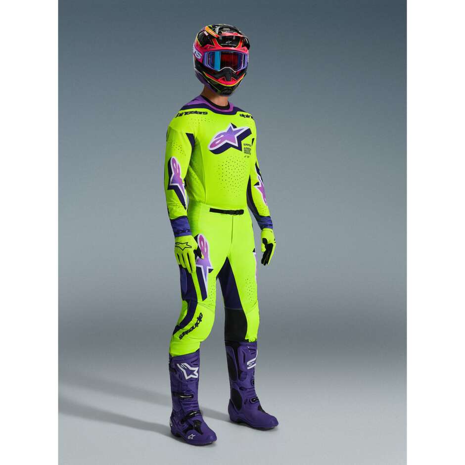 Pantaloni Moto Cross Enduro Alpinestars SUPERTECH VISTA Giallo Viola Nero