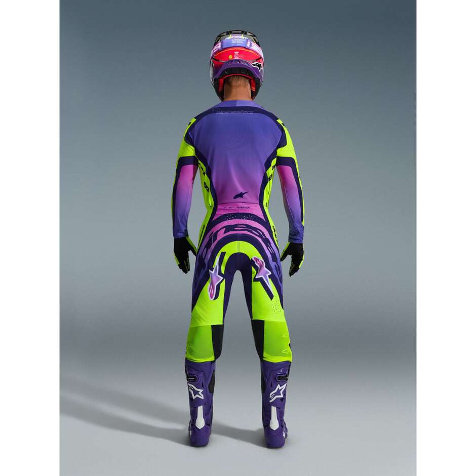 Pantaloni Moto Cross Enduro Alpinestars SUPERTECH VISTA Giallo Viola Nero