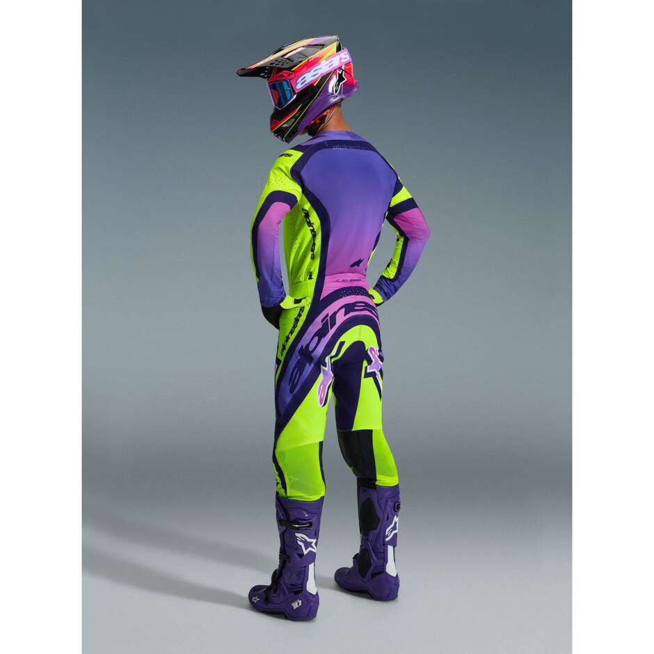 Pantaloni Moto Cross Enduro Alpinestars SUPERTECH VISTA Giallo Viola Nero