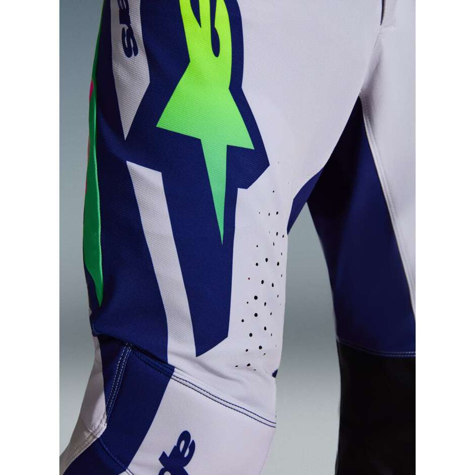 Pantaloni Moto Cross Enduro Alpinestars SUPERTECH VISTA Grigio Chiaro Giallo Fluo Blu
