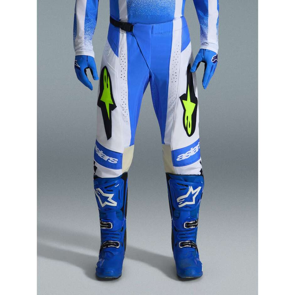 Pantaloni moto Cross Enduro Alpinestars TECHSTAR KNIF Azzurro Blu Nero Giallo Fluo