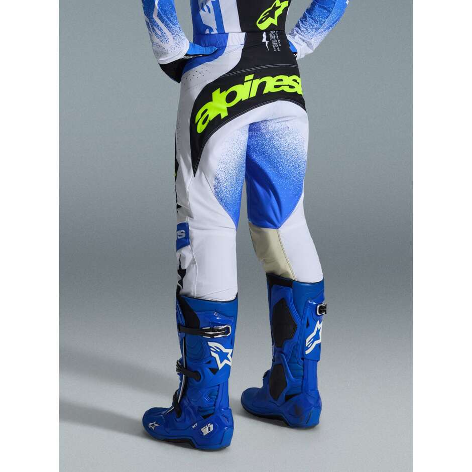 Pantaloni moto Cross Enduro Alpinestars TECHSTAR KNIF Azzurro Blu Nero Giallo Fluo