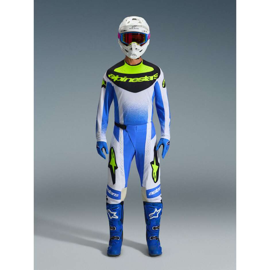 Pantaloni moto Cross Enduro Alpinestars TECHSTAR KNIF Azzurro Blu Nero Giallo Fluo