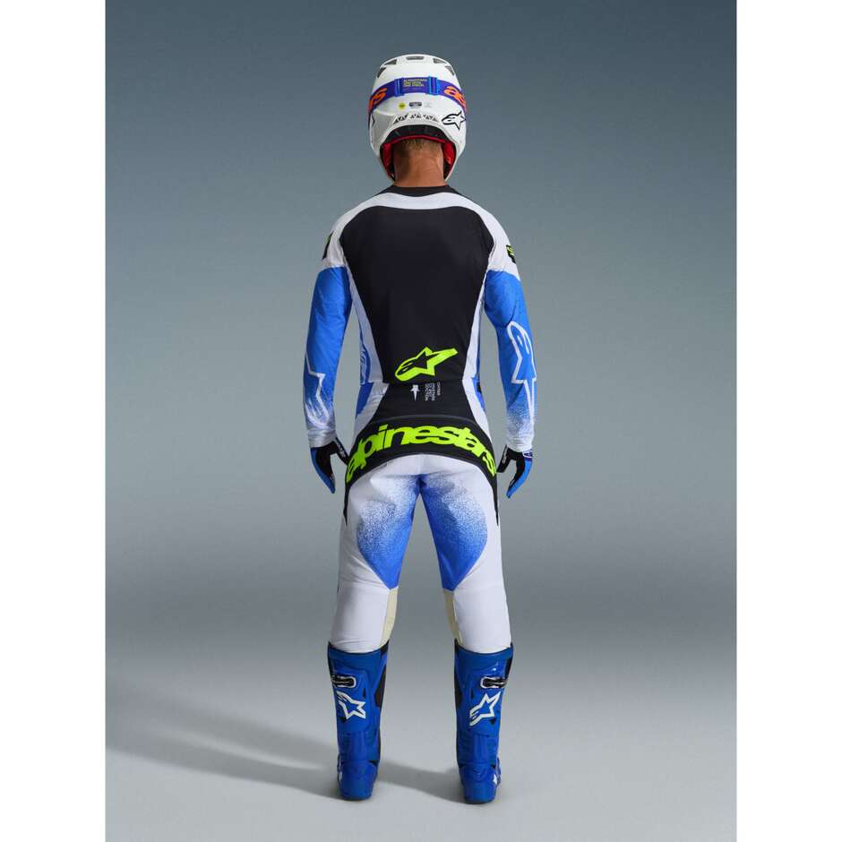 Pantaloni moto Cross Enduro Alpinestars TECHSTAR KNIF Azzurro Blu Nero Giallo Fluo