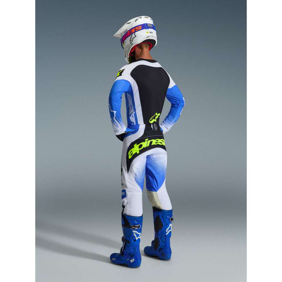 Pantaloni moto Cross Enduro Alpinestars TECHSTAR KNIF Azzurro Blu Nero Giallo Fluo