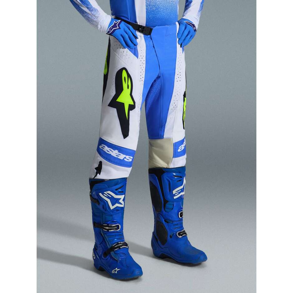 Pantaloni moto Cross Enduro Alpinestars TECHSTAR KNIF Azzurro Blu Nero Giallo Fluo