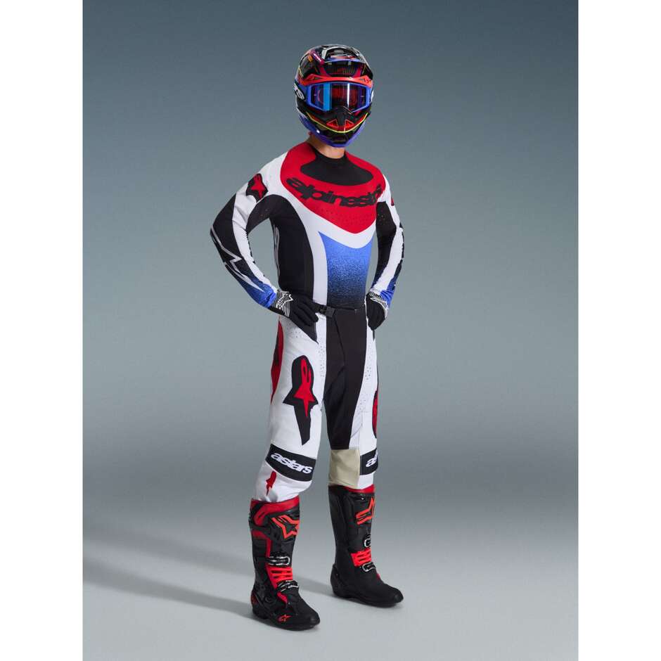 Pantaloni moto Cross Enduro Alpinestars TECHSTAR KNIF Nero Bianco Rosso
