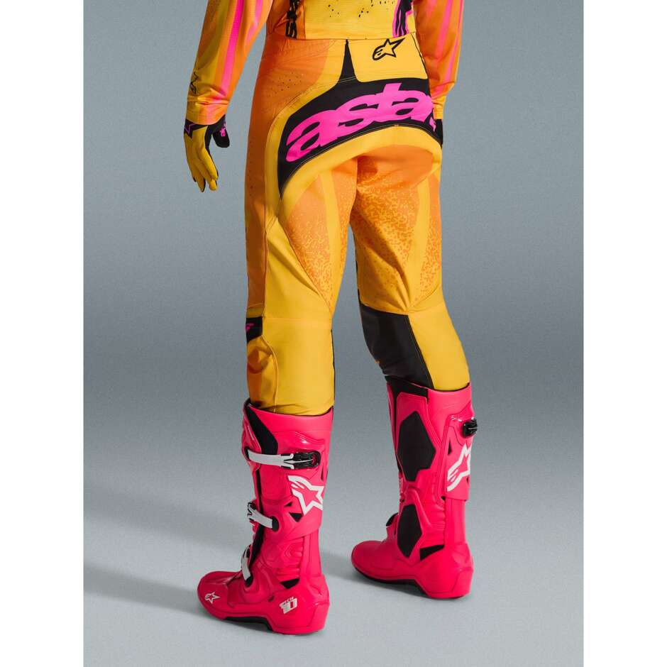Pantaloni Moto Cross Enduro Alpinestars TECHSTAR NOMUR Arancione Giallo Rosa