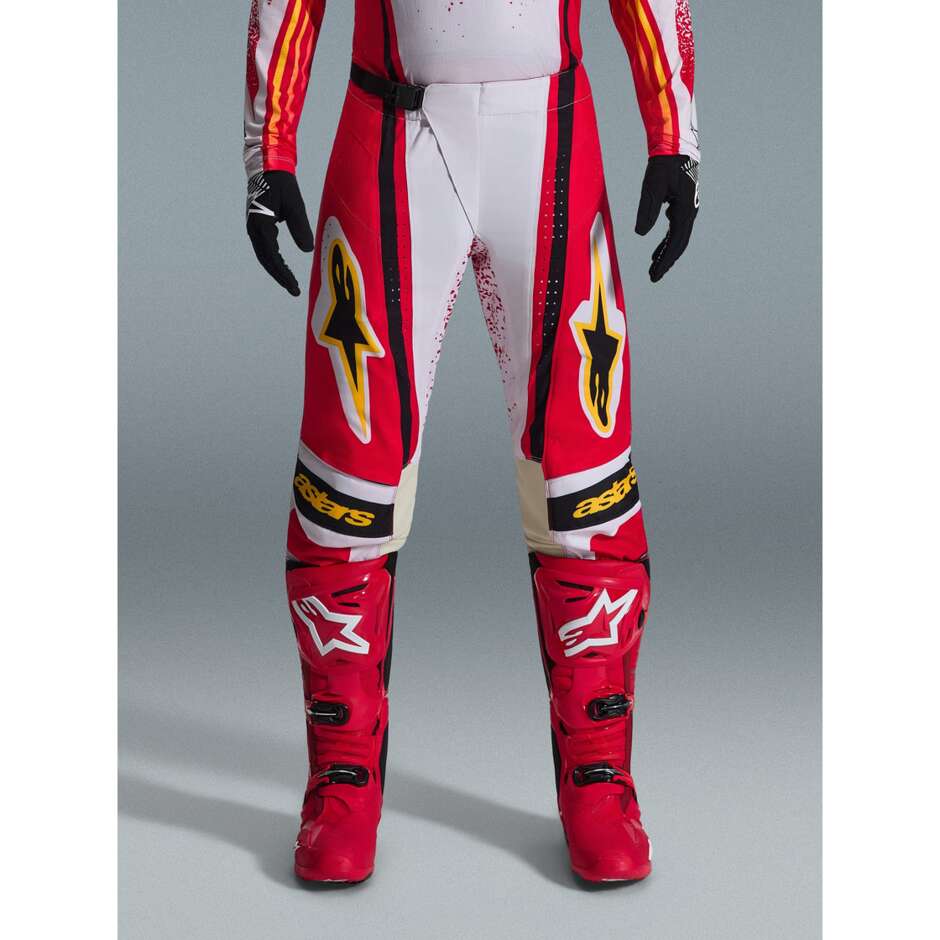 Pantaloni Moto Cross Enduro Alpinestars TECHSTAR NOMUR Grigio Chiaro Rosso Nero