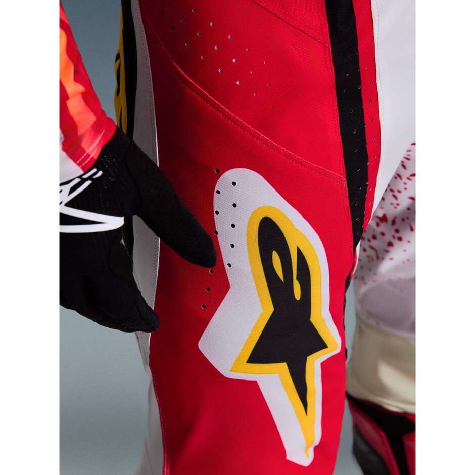 Pantaloni Moto Cross Enduro Alpinestars TECHSTAR NOMUR Grigio Chiaro Rosso Nero