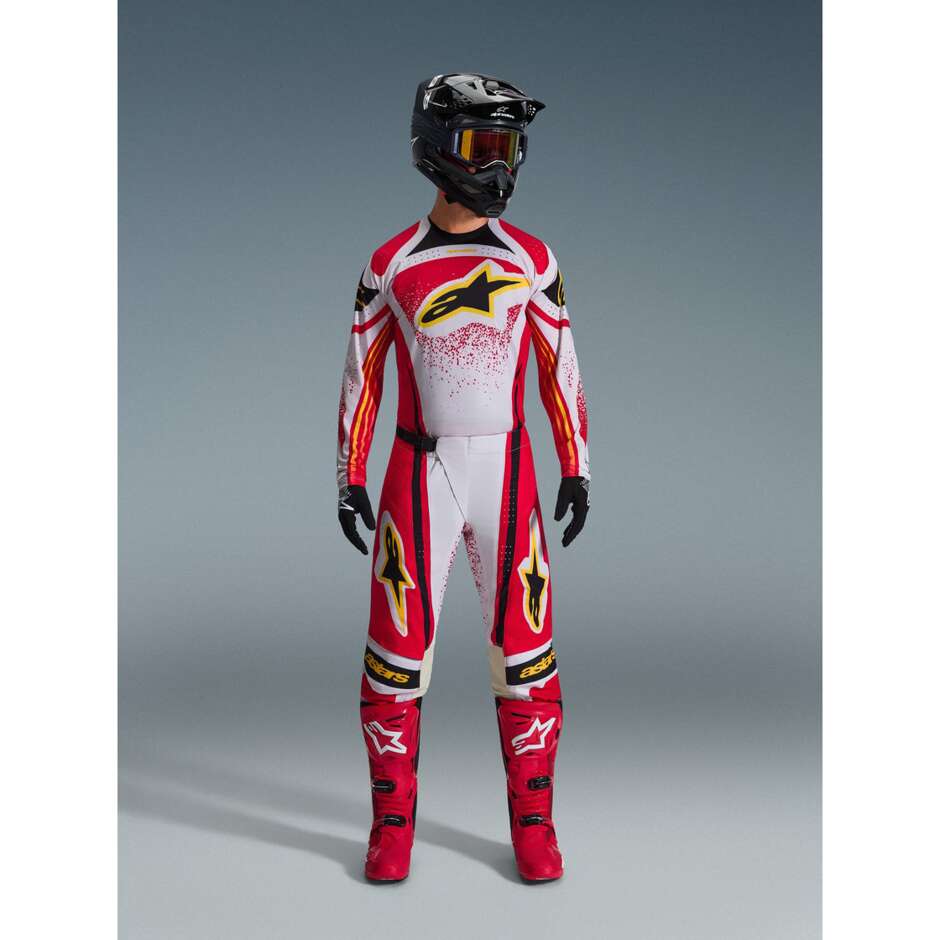 Pantaloni Moto Cross Enduro Alpinestars TECHSTAR NOMUR Grigio Chiaro Rosso Nero
