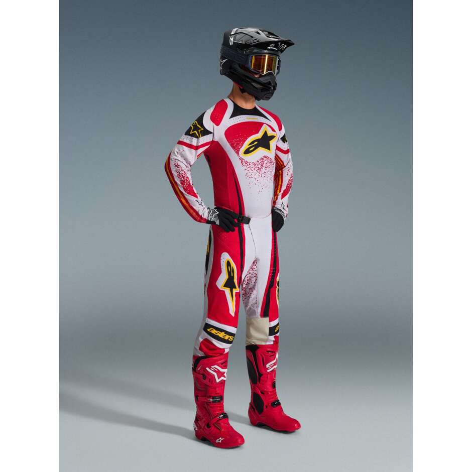Pantaloni Moto Cross Enduro Alpinestars TECHSTAR NOMUR Grigio Chiaro Rosso Nero