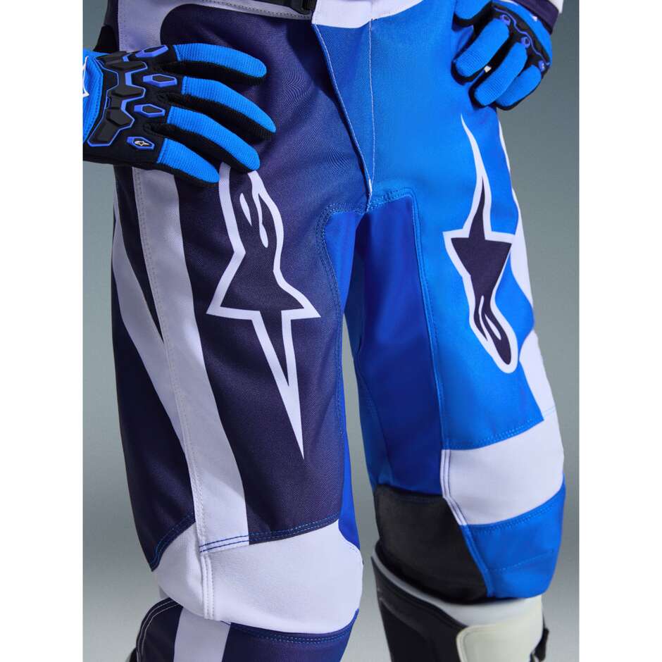 Pantaloni Moto Cross Enduro Bambino Alpinestars YOUTH FLUID PORTL Azzurro Bianco