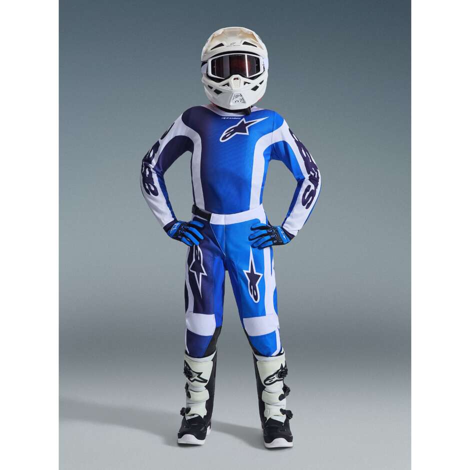 Pantaloni Moto Cross Enduro Bambino Alpinestars YOUTH FLUID PORTL Azzurro Bianco