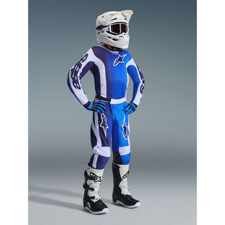 Pantaloni Moto Cross Enduro Bambino Alpinestars YOUTH FLUID PORTL Azzurro Bianco