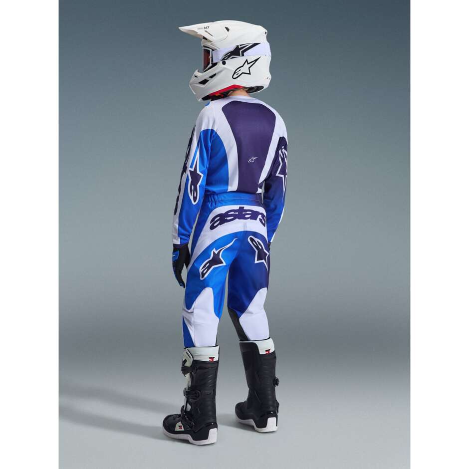 Pantaloni Moto Cross Enduro Bambino Alpinestars YOUTH FLUID PORTL Azzurro Bianco