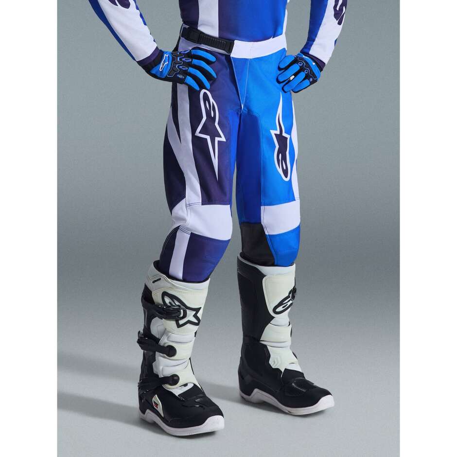 Pantaloni Moto Cross Enduro Bambino Alpinestars YOUTH FLUID PORTL Azzurro Bianco