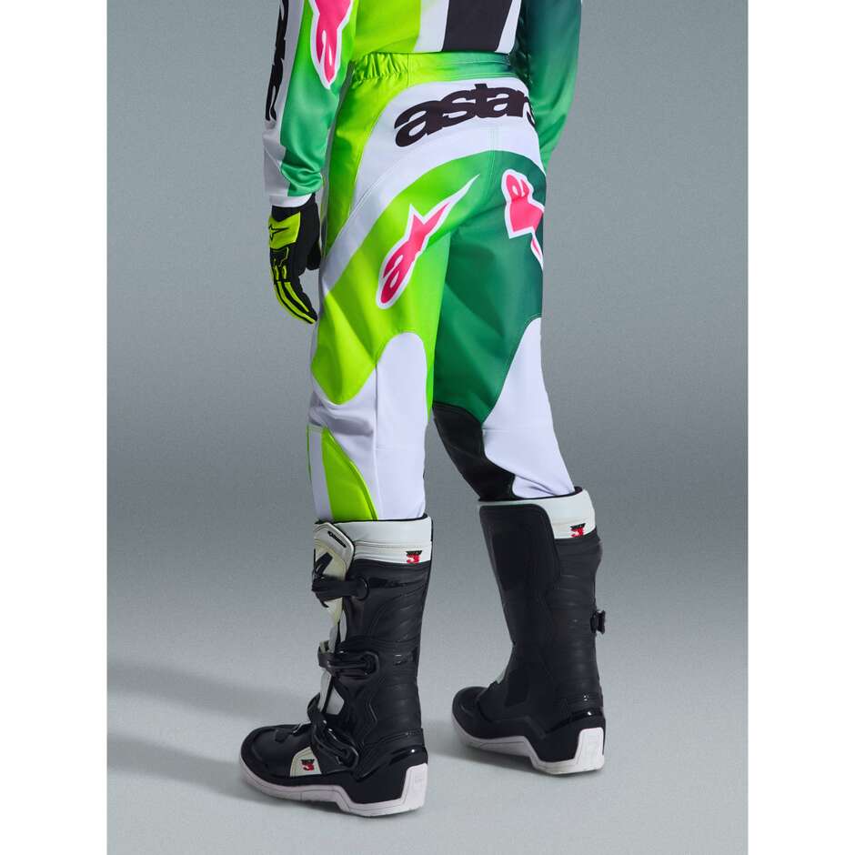 Pantaloni Moto Cross Enduro Bambino Alpinestars YOUTH FLUID PORTL Verde Bianco Nero