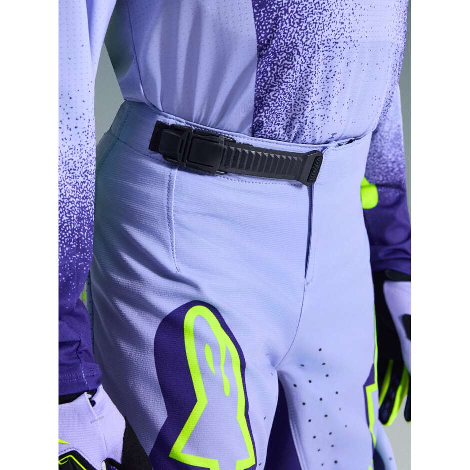 Pantaloni Moto Cross Enduro Bambino Alpinestars YOUTH SUPERTECH SCENZ  Viola Giallo Fluo