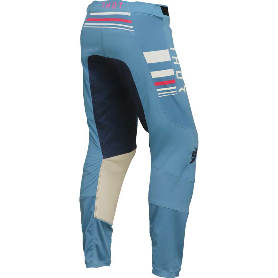 Pantaloni Moto Cross Enduro da Donna THOR PRIME BLAZE Blu Acciaio/Bianco Vintage