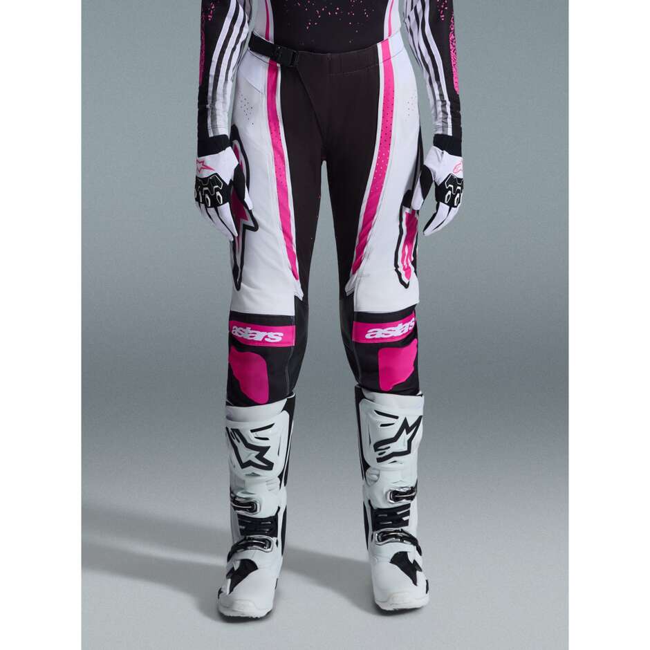 Pantaloni Moto Cross Enduro Donna Alpinestars STELLA TECHSTAR NOMUR Nero Bianco Fucsia