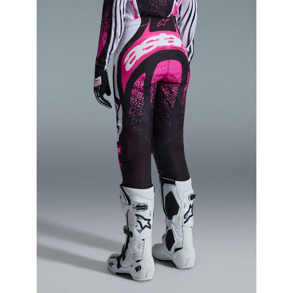 Pantaloni Moto Cross Enduro Donna Alpinestars STELLA TECHSTAR NOMUR Nero Bianco Fucsia