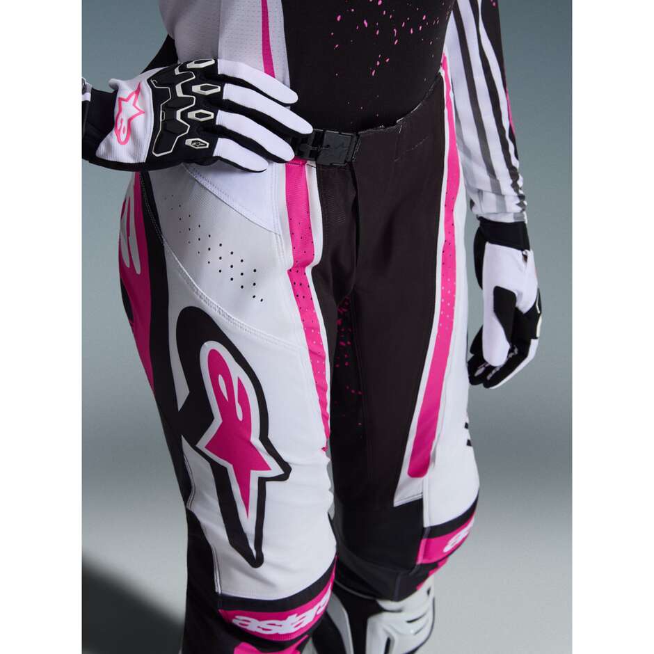 Pantaloni Moto Cross Enduro Donna Alpinestars STELLA TECHSTAR NOMUR Nero Bianco Fucsia