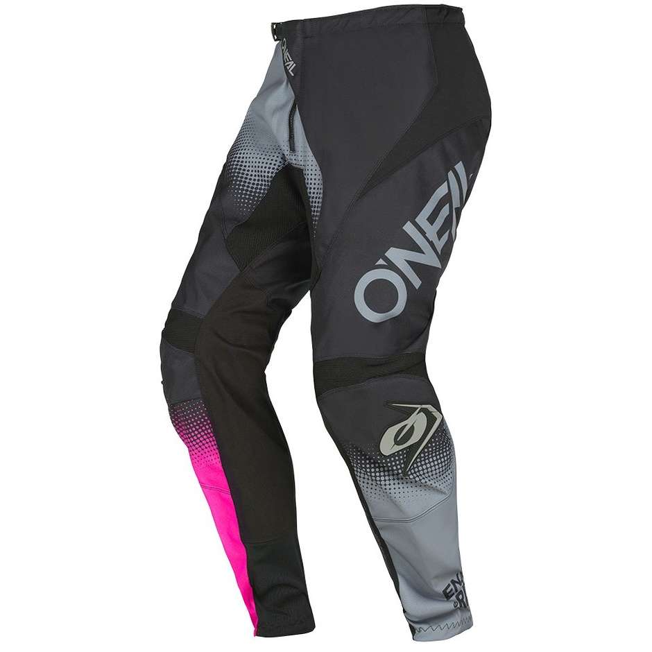 Pantaloni Moto Cross Enduro Donna O'neal Element Pant V.22 Racewear Nero grigio Rosa