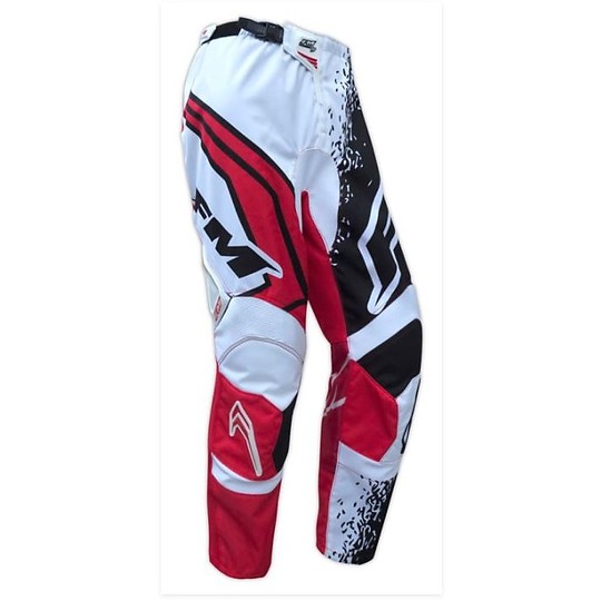 Pantaloni Moto Cross Enduro FM Racing Force X25 Bianco Rosso