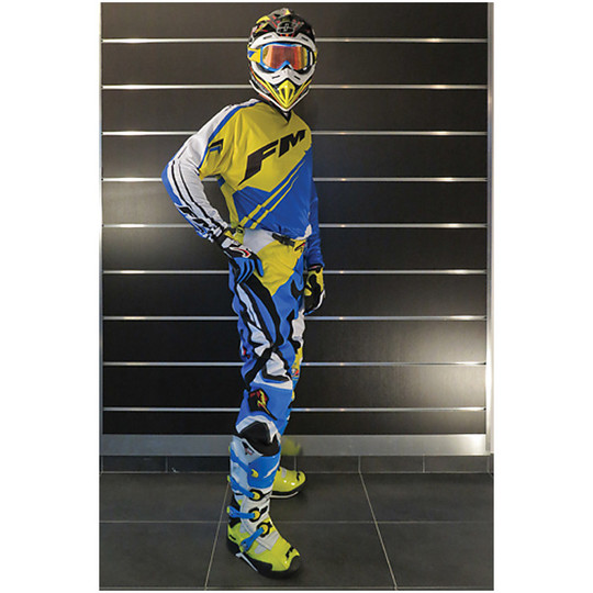 Pantaloni Moto Cross Enduro Fuoristrada Fm Racing X23 Force Giallo Blu
